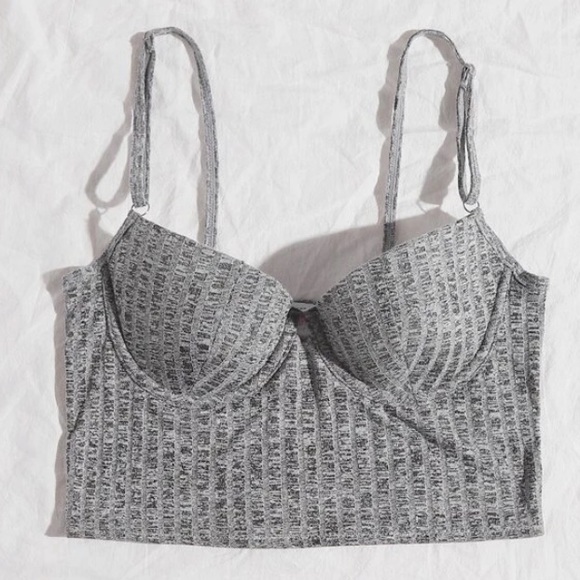 Tops - Small Rib Underwire Grey Top